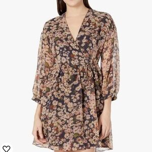 Madewell tiered floral mini  long sleeve